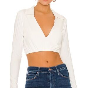 Elegant White V-Neck Crop Top